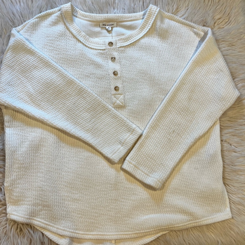 Blu Pepper White Crew Neck Sweater